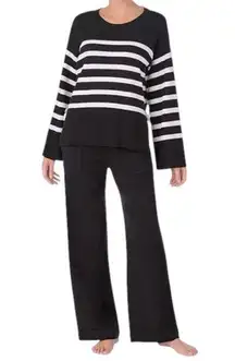 Kate Spade NWT Size XL Black White Mariner Striped TWO PIECE Pajamas Lounge Set