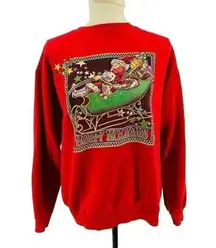 Vintage Hanes Santa Sleigh Dog Christmas Sweatshirt Womens Large
