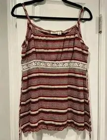 Cato Burnt Orange Black Lace Front Tie Back Spaghetti Strap Tank Top Size Med