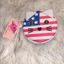 Betsey Johnson Luv Betsey patriotic cat coin purse