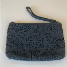 Simply Vera Faux Leather Blue Wristlet Clutch Purse Pouch Bag