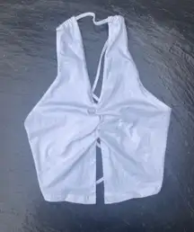 halter open back crop top 