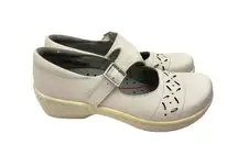 *Klogs Womens Shoes Size 7M White Leather Mary Jane Comfort Nurse Professional
