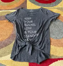 Cutout Tie Short Sleeve T Shirt Keep Your Squats Low & Your Standards High