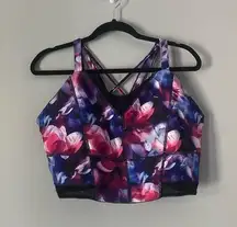 Fashion to figure active sports bra crop top crisscross strap multicolor size 1x