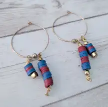 Vintage Dangle Earrings For Pierced Ears Gold Tone, Blue, Red