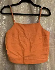 Kensie Jeans Orange Linen Blend Cropped Cami Tank Medium NWT