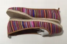 Women's Size 7N  NWB Multi-Color Striped Fabric Slip On Loafers