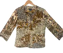 Westbound Animal Print Statement Piece Jacket Safari Womens S Brown Mob‎ Wife