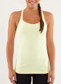 Lululemon Neon Yellow Off White Free To Be Athletic Tank Top Size 6