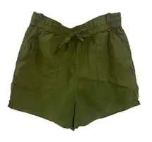 C&C California 100% linen NWOT green large pockets drawstring waist