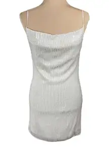 The Native One Cowl Neck Mini Dress Cream Sequin S Small Stretch