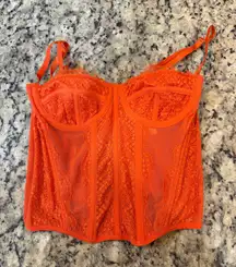 SHEIN Bright Orange Lace Corset Top