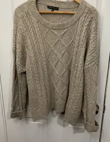 Cozy Cable Knit Sweater - Taupe