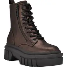 GUESS Women's Brown Ferina Combat Lug Sole Lace Up Boots Shoe Size 5M Bronze NEW