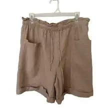 NWT $58  Women’s Shorts Beige Solid Linen Blend, Sz L
