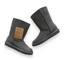 BearPaw Elle Short 8 Inch Gray Classic Suede Cozy Winter Boots Size 6