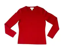 Peck & Peck Size Medium 100% Cashmere Red Pullover Long Sleeve Sweater
