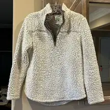 Sherpa Pullover Comfy Zip Neck Oatmeal Cream Womens Small Sweatshirt Sweater