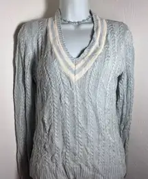 Lauren Ralph Lauren Sweater Womens Size Medium Silk Blue White Preppy Casual