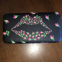 Floral Lips Black Boho Wallet