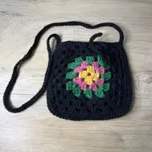 Vintage Style Granny Square Crochet Crossbody Purse Boho Hippie 70s Flower Power