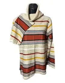 Vintage 1970s Kimlon Striped Cowl Neck Sweater w belt loops Size Large