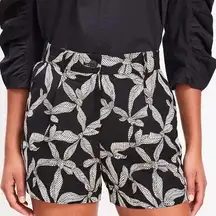 LOFT linen blend Marnisa Shorts black white Womens SIZE 14 nautical knotted chic