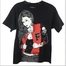 ❤️ Fatal Black & Red Graphic Print Short Sleeve Crewneck Tee Shirt S