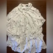 Women’s black white long sleeve button down Boston terrier/frenchie print shirt