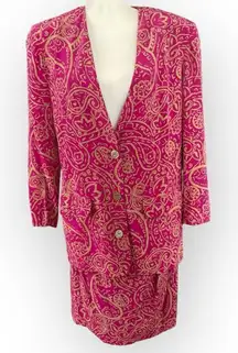 💛 Vintage Ann Taylor Skirt and Blazer Set Magenta and Tan