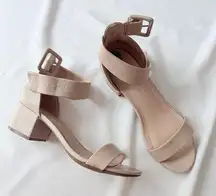 Rampage Cream Block Heel Ankle Strap Heels
