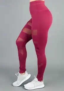 Buffbunny Anastasia Mesh Leggings High Rise Sheer Red Burgundy athletic Pants S
