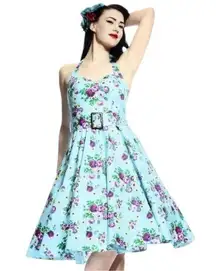 Hell Bunny May Day Halter Dress Size Small Retro 50s Pinup Rockabilly Floral