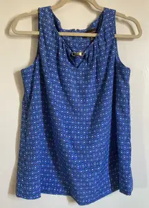 🌞EUC Dana Buchman Sleeveless Blue & White Indian Design with Gold Latch A226