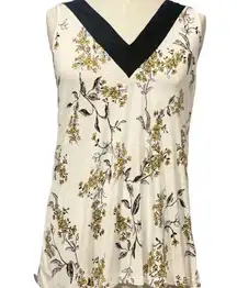 Maurice's  Floral Deep V Neck Sleeveless Off White Tank Top