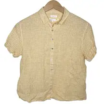 C&C California Short sleeve Gingham Yellow/White Button Front Collared Shirt XS