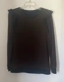 Doe & Rae black distressed sweatshirt with ruffle detail 100% cotton