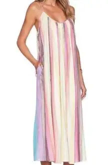 Mara Hoffman rainbow striped long sundress with pockets size medium