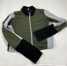 MD green Cropped Cotton Track Jacket 