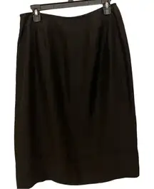 Eddie Bauer Black Skirt Size  10 Black Knee Length  Slits Linen Blend