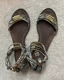 Tory Burch Mignon Ring Snakeskin-print Sandals, 8.5