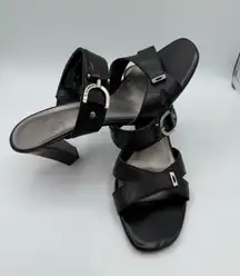 EA By Etienne Aigner Block Slip On Heels Sandals Sz 9.5M