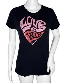 Nike Shirt Women Large Black Pink Slim Fit Tee‎ Love Casual Basic Athleisure