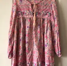 Goodnight Macaroon Pink Floral Babydoll top/dress Sz Med/Large