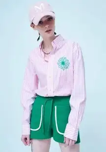 MARDI MERCREDI -COTTON SHIRT CANDY STRIPE_PINK GREEN