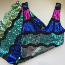 As U Wish rainbow sequin short mini dress, size medium