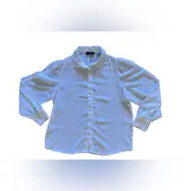 TAHARI  Womens Ivory White And Metal Button-Up High/Low Tunic dress Blouse Sz M