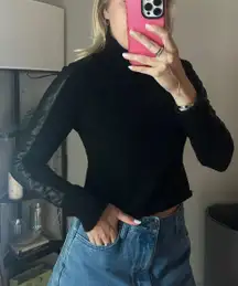 Cropped Jamison Faux Leather Sweater