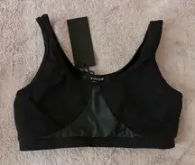 Solow Sports Bra With Contrast Black Size Medium‎ NWT Mesh Bra Vegan Leather